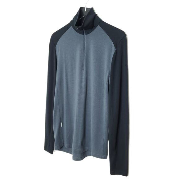 Icebreaker Merino Wool Half Zip Thermal Top Pullover Sweater S Black Gray - Picture 2 of 10